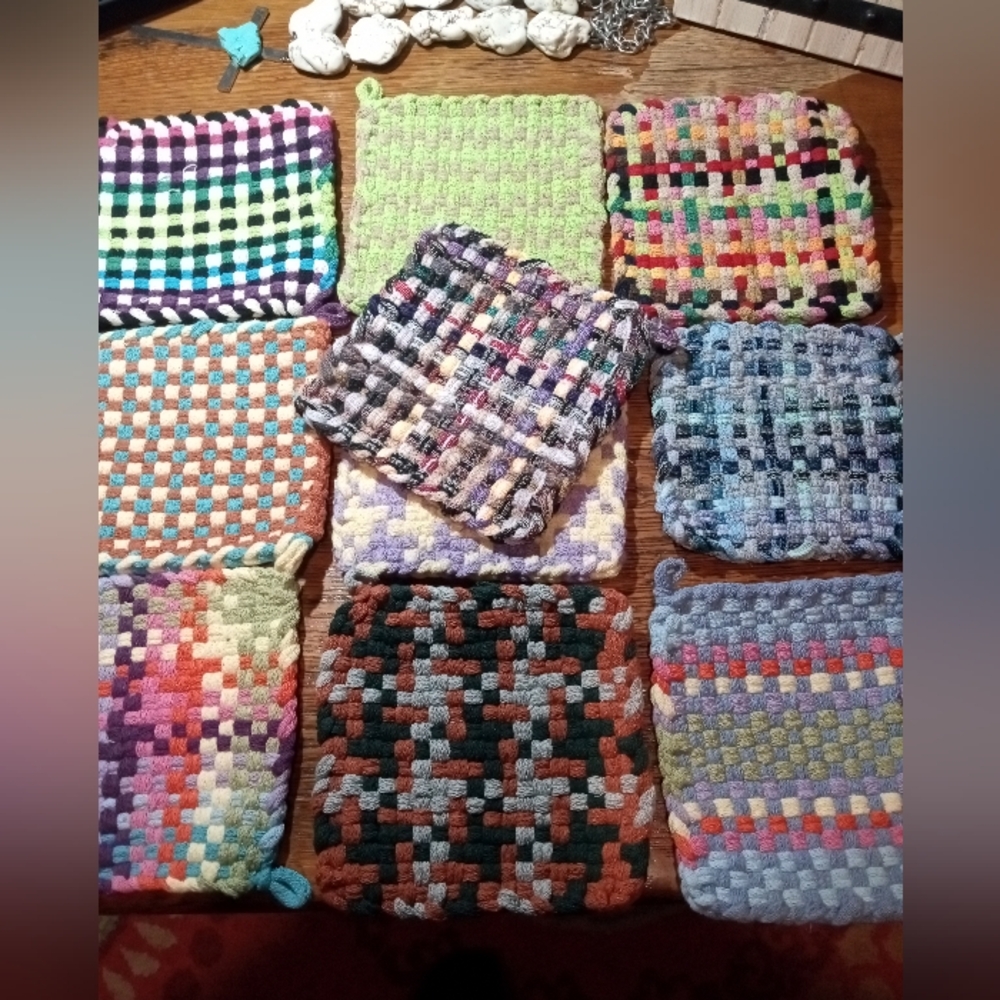 Colorful Woven Kitchen Pot Holders 10 In Set